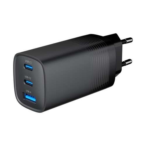 Gembird TA-UC-PDQC65-01-BK încărcător de perete USB-C și USB-A de 65W, negru