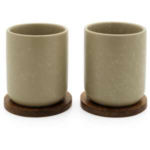 Bredemeijer Umea teásbögrék akácfa alátétekkel, 2 darabos szett, bézs színben - Bredemeijer