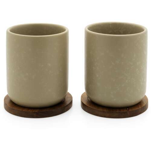 Bredemeijer Umea teásbögrék akácfa alátétekkel, 2 darabos szett, bézs színben