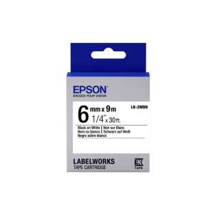 Epson LK-2WBN 6mm x 9m LabelWorks szalagkazetta, Fekete fehér alapon - Nyomtató kellék