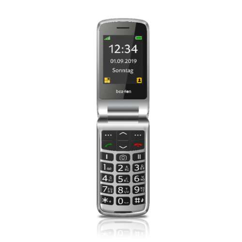 Beafon SL495 kártyafüggetlen kinyitható mobiltelefon SOS gombbal, dokkolóval, fekete-ezüst
