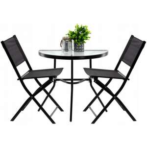 GardenLine 2 személyes Balkon szett összecsukható székekkel #fekete 95060166 Kerti bútor