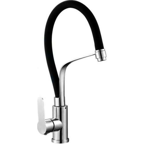 Fekete matt vízesés konyhai csaptelep kihúzható zuhannyal, 66-os modell