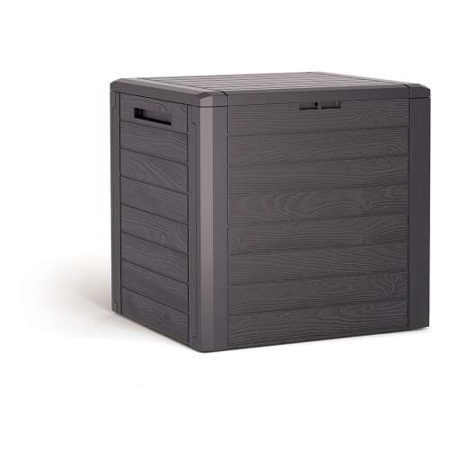 Woodebox 140L kerti tároló doboz, umber szín, műanyag, időjárásálló, oldalnézet