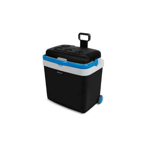 Sencor SCM 4233BL Autokühlbox, schwarz mit blauen Akzenten, 33 Liter, mit Rädern und Griff