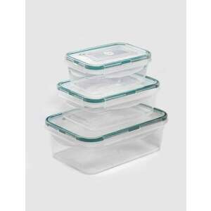 3 piece Mercaton® rectangular food storage container set with side handles and airtight lids, transparent - Food storage container