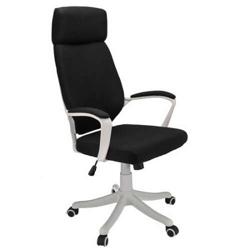 Irodai szék, Jumi, forgó, billenthető funkció, textil, fekete-fehér, max 120 kg, 64x65x111/120 cm