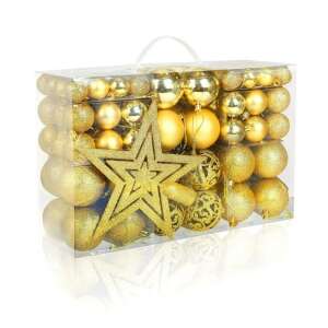 Mercaton® 101 piece Christmas tree ornament set, gold, includes star, 6/4/3 cm - Christmas tree ornament