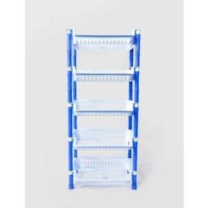 5-Tier Plastic Shelf Unit, Blue and White, 88 x 41 x 29 cm - Bookshelve & standing shelve