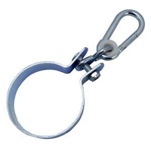 Swing hook with carabiner and swivel, 100mm diameter, for attaching to a swing beam - Carabiner