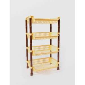 4-tier plastic shelf, 70 x 41 x 29 cm, beige and brown - Bookshelve & standing shelve