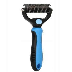 Kefe, trimmer, kutya- és macskaápoló, kioldó fésű, 17+9 fog, kék és fekete - Pet brush, clippers, scissors, claw clippers