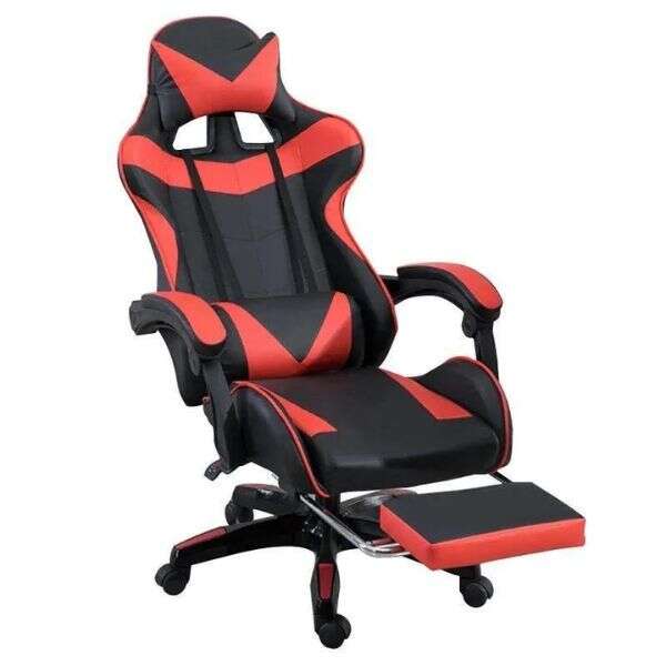 Mercaton racing pro x gamer szék lábtartóval, piros-fekete