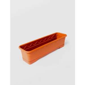 Barna műanyag virágtartó 2 tálcával, 55x13x13 cm - Sterk