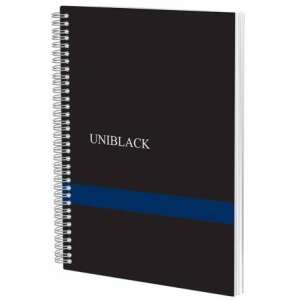 Uniblack A4 spiral notebook with lines, 120 pages, 70g paper, black and blue cover - Notebook