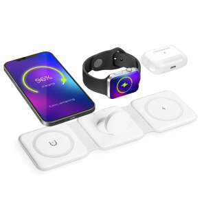 Mercaton® 3-in-1 Magnetic Wireless Charger for iPhone, Apple Watch, and AirPods, white - Bewello