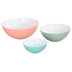 Set of 3 MagicHome plastic salad bowls, 0.6L, 1.5L, 3L, in pink, green and turquoise colors - Bowl