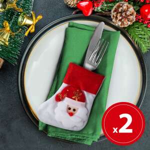 Christmas cutlery holder, Santa Claus boot, red and green, 2 pack - Nonbrand Christmas Decoration