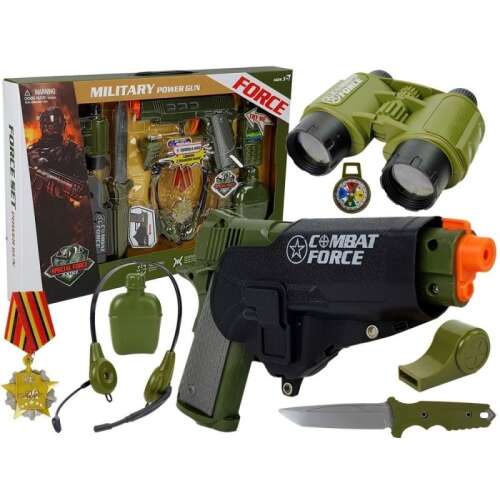 Gyermek játékkészlet, tokos fegyver, távcső és különféle katonai kiegészítők MCT 7865