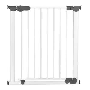 Fehér baba biztonsági kapu, MCT46302, 77 cm, ajtókhoz és lépcsőkhöz, nyomásos rögzítéssel, automatikus záródással, egy kézzel működtethető - Biztonság a Babaszobában