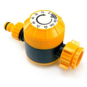 Manual water timer, yellow and black, 3/4" - 1" connector, for garden hose - Irrigation Controller