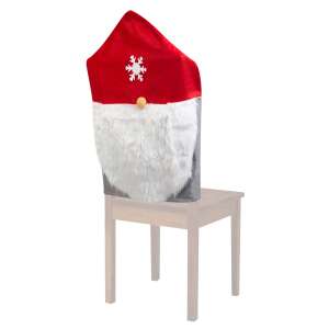Christmas chair cover, red and grey gnome design, back view - Furniture Cover