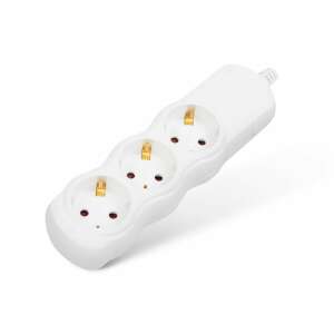 White 3-outlet extension cord without cable, child protection - Extension Cord