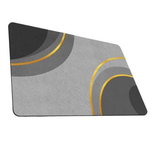 Cercle modell fürdőszőnyeg, szürke és arany absztrakt mintával, diatomit anyag, csúszásgátló, nedvszívó, 50x80cm