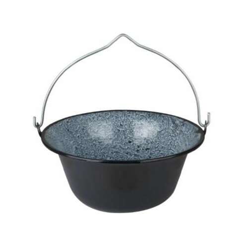 30 liter black enameled cauldron with handle