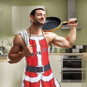 Santa Claus apron for men, funny Christmas apron for cooking, kitchen apron with Santa Claus design - Apron