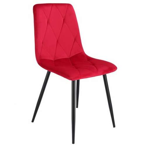 Konyha/nappali szék, Mercaton, Piado, bársony, fém, piros és fekete, 44x52x89 cm