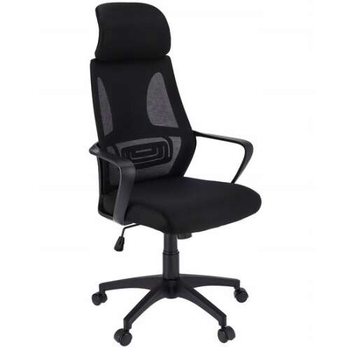 Irodai szék, Jumi, forgó, dönthető funkció, hálós, fekete, max 120 kg, 61x55x117/125 cm