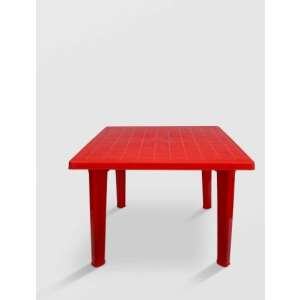 Red square plastic garden table, 90x90x75 cm - Garden Table