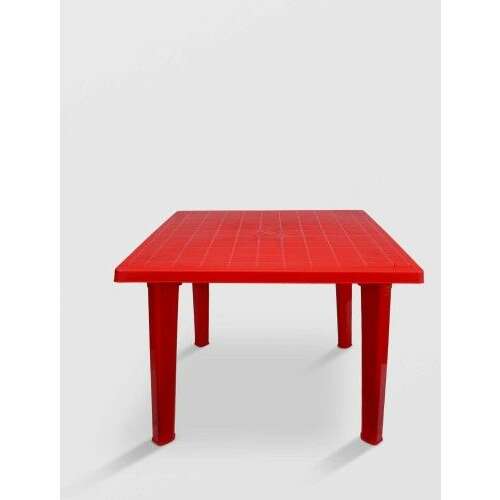 Rögzített asztal kerti piros négyzet alakú műanyag 90X90X75