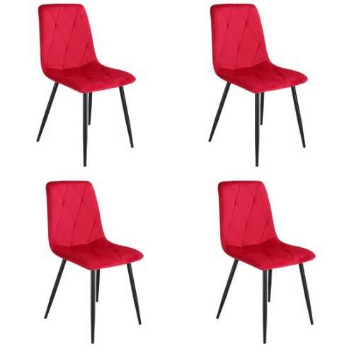Konyhai/nappali székek, 4 db-os készlet, Mercaton, Piado, bársony, fém, piros és fekete, 44x52x89 cm