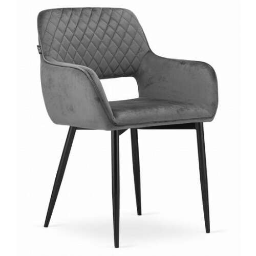 Konyha/nappali szék, Mercaton, Amalfi, bársony, fém, szürke és fekete, 58x56x83 cm
