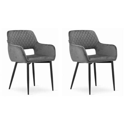 Konyhai/nappali székek, 2 db, Mercaton, Amalfi, bársony, fém, szürke és fekete, 58x56x83 cm