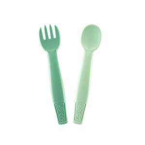 Nip Eat Green Baby Cutlery Set, Green, Spoon and Fork, 9+ Months, BPA-Free, Melamine-Free, Dishwasher Safe, Made in Germany - Children's cutlery