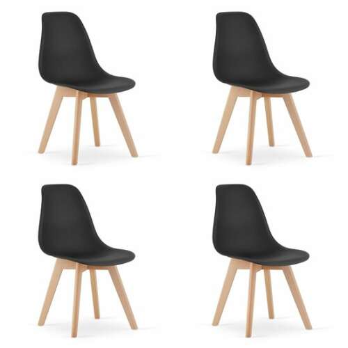 Konyhai/nappali székek, 4 db-os készlet, Mercaton, Kito, PP, fa, fekete és natúr, 46x54.5x80 cm
