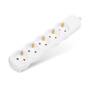 White 5-outlet extension cord, no cable, child protection - Extension Cord