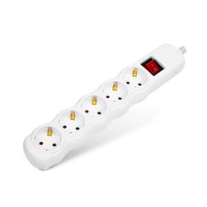 White 5-outlet power strip with switch, no cable - Extension Cord