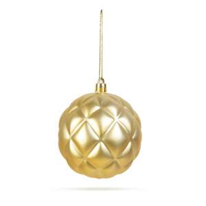 Gold Christmas tree bauble, 73mm diameter, hanging on a string - Christmas tree ornament