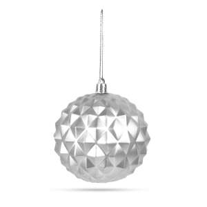 Silver Christmas tree ornament with a geometric pattern - Christmas tree ornament