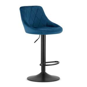 Mercaton Kast swivel bar stool, dark blue velvet, black base - Kitchen Furniture