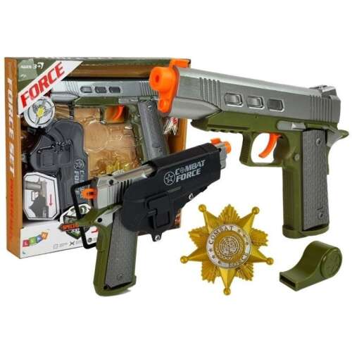 Gyermek játékkészlet, tokos fegyver, katonai jelvény és síp MCT 7869
