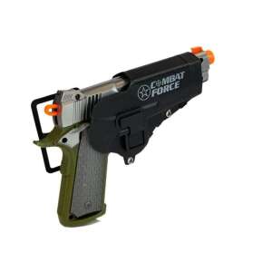 Combat Force játék fegyver tokkal, zöld és ezüst játék fegyver valósághű hanghatásokkal - Lean Toys