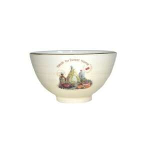 Ceramic bowl with a design of vegetables and the text "Foods for Sweet Home", 12x8 cm - Bowl