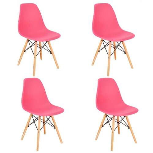 4 székből álló készlet skandináv stílus, Mercaton, Eva, PP, fa, rózsaszín, 46x52x81 cm