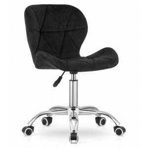 Black velvet office chair with chrome base and wheels, Mercaton Avola - Office chair