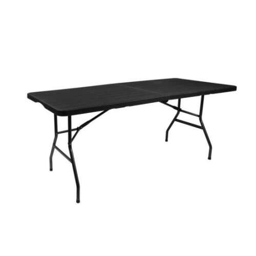 IsoTrade Malatec kerti asztal, összecsukható, kemping, horgászat, bőrönd típusú, 180x74x74 cm, fekete